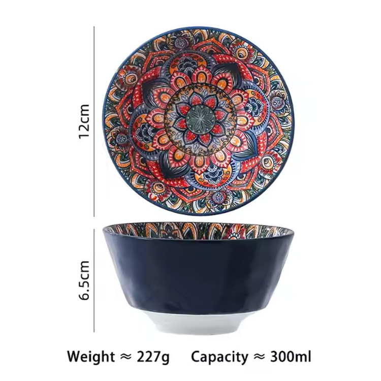 Set de tacâmuri din ceramică vopsită cu flori Costum de masă din porțelan