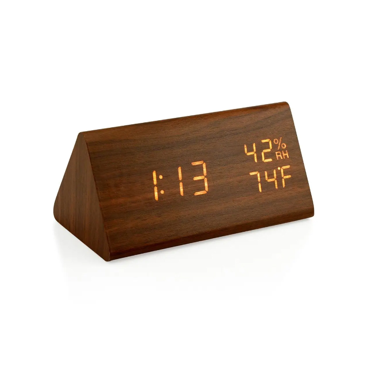 Home Decor Cube Portabil din lemn portabil Digital LED Ceas de alarmă