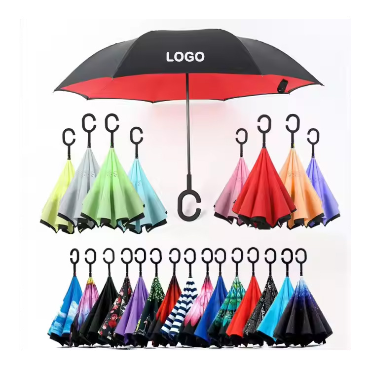 Invers în interiorul C Mânerul C Umbrelă cu strat dublu invers