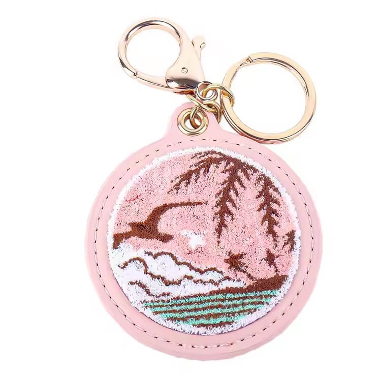 Cheie Ring Pink Island Peisaj Premium Broderie Breloz