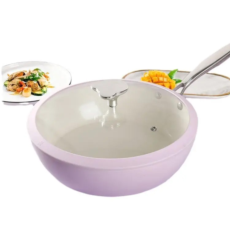 Porțelan de lavandă din porțelan Wok Cobblestone Tigaie ceramică