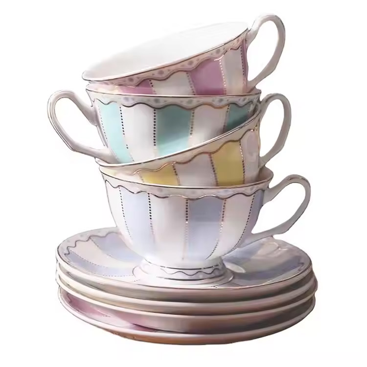 Ceramica cu dungi de lapte seturi de porțelan pentru cafea și ceai