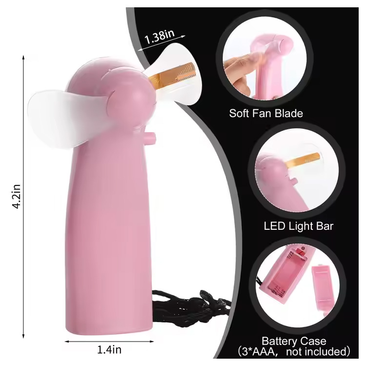 Nou mini ventilator portabil, portabil, cu LED pentru mesaj personalizat