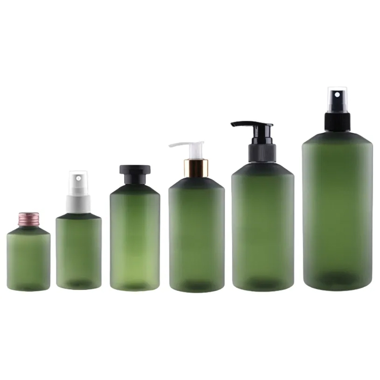 Sticlă de șampon de toner verde înghețat cu umăr oblic