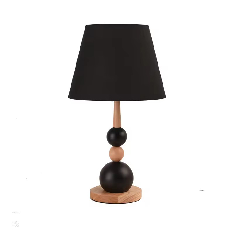 Lampă de masă minimalistă Simply Black Ball retro din lemn