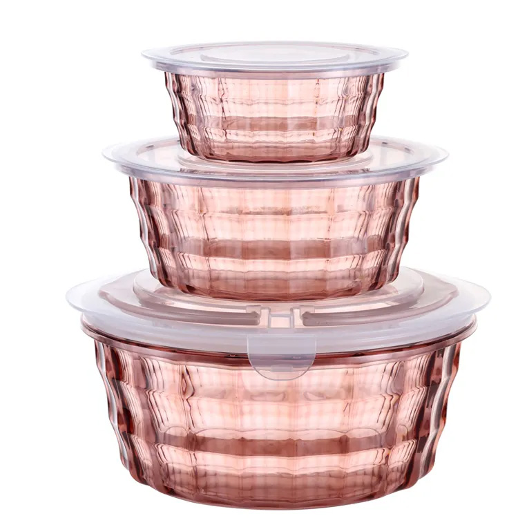 Recipiente alimentare rotunde cuib cu 3 bucăți din plastic