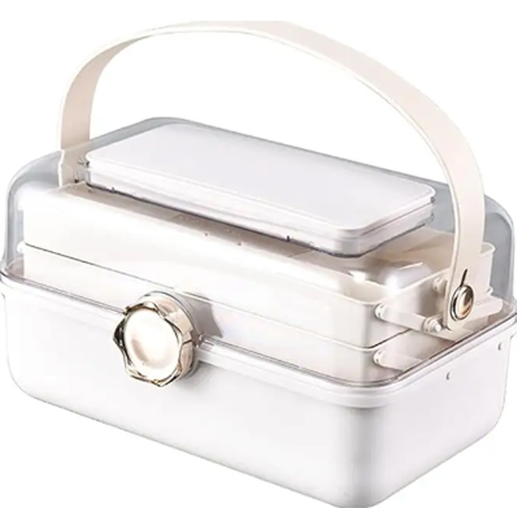 Organizator de machiaj cu trei straturi din plastic de depozitare din plastic de depozitare