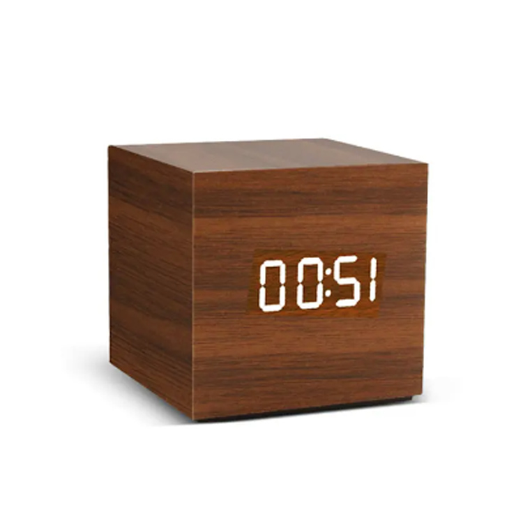 Control voce Control alarmă digitală Ceas digital din lemn USB